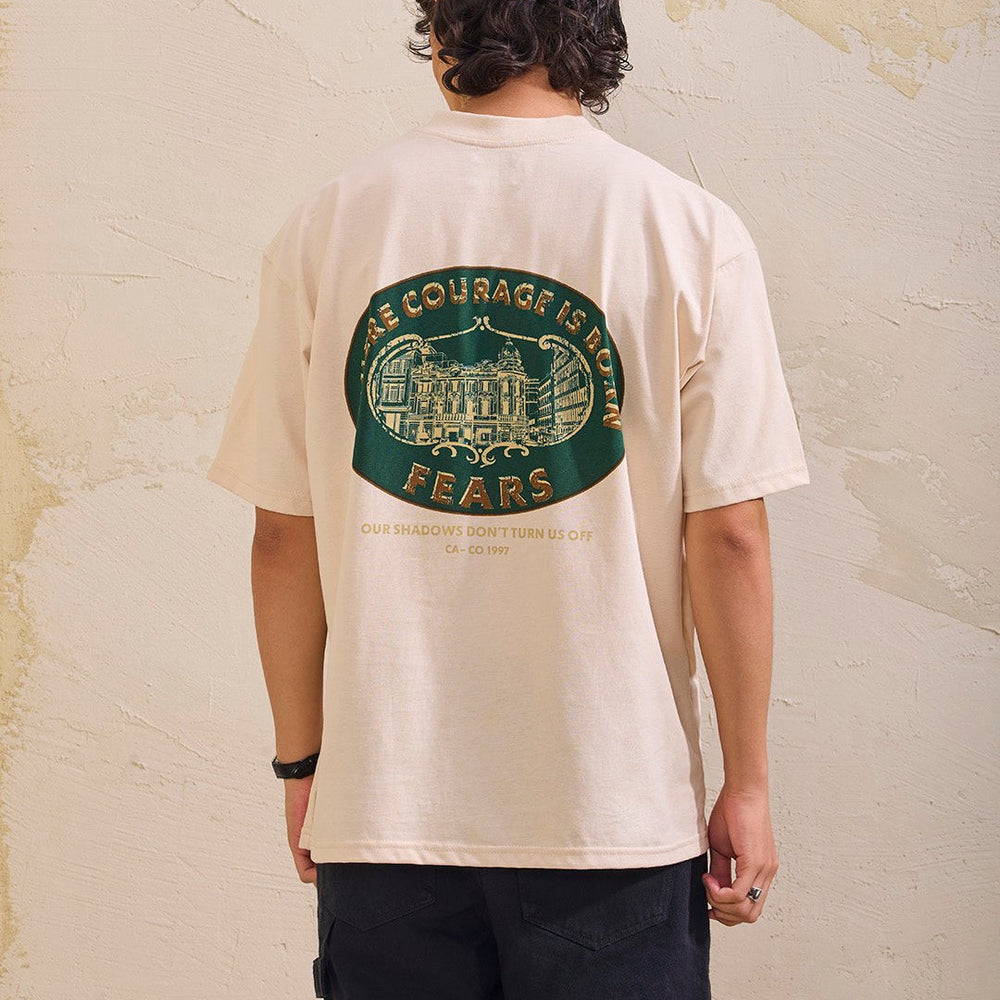 Camiseta oversized courage- Crema