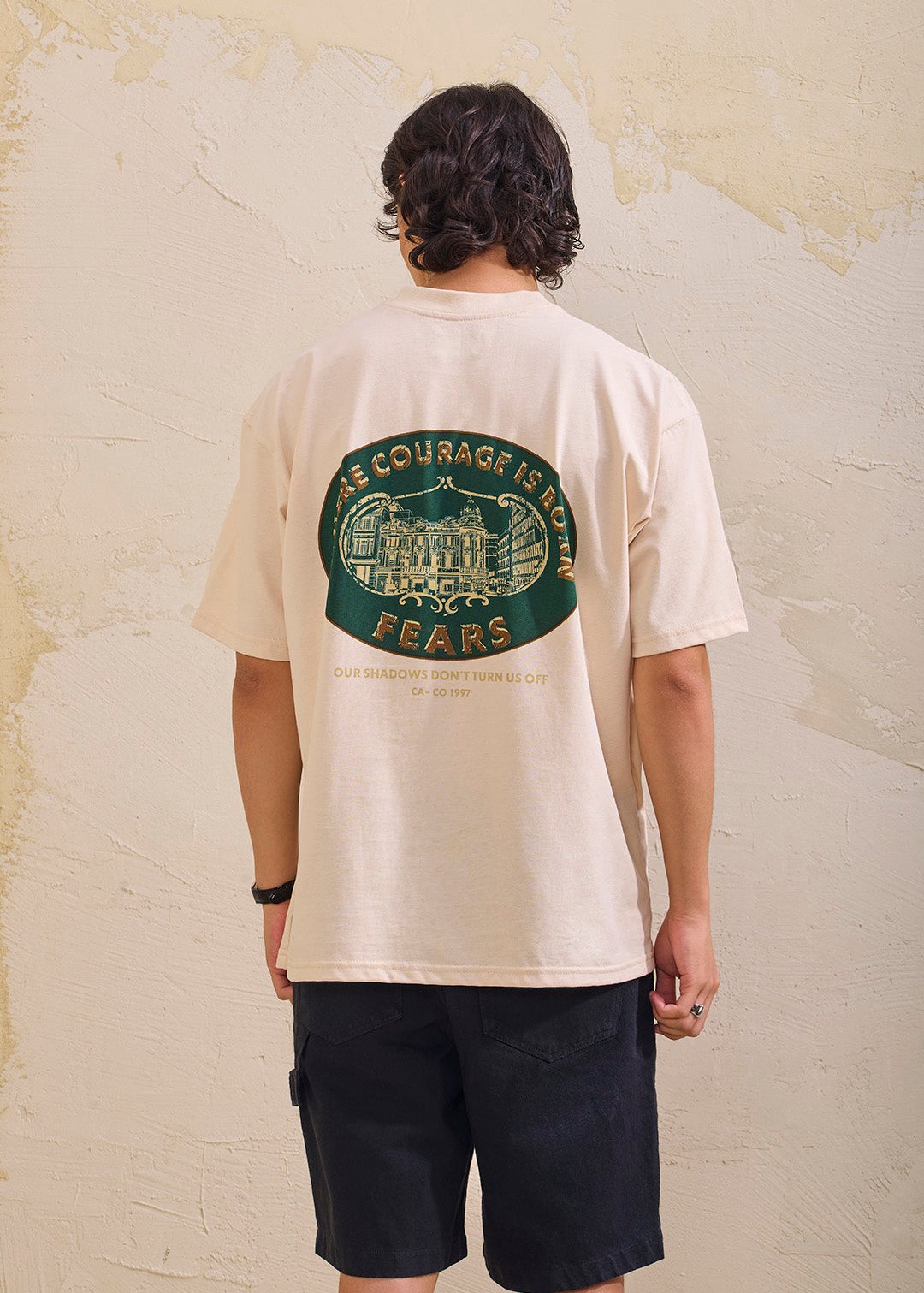 Camiseta oversized courage- Crema